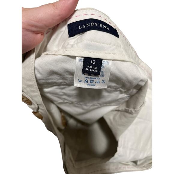 Lands End Womens Khaki Straight Leg Cropped Pants Size 10 100% Cotton - Picture 4 of 7